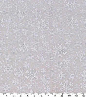 White Snowflakes Christmas Cotton Fabric