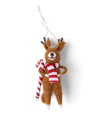 5" Christmas Dapper Reindeer With Candy Cane Ornament by Place & Time