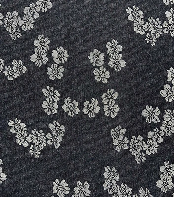 Dark Wash Floral Stamped Denim Fabric