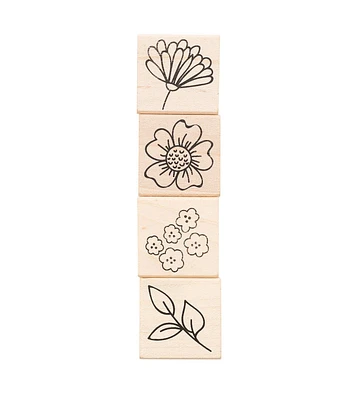 American Crafts Wooden Stamp Set Flower