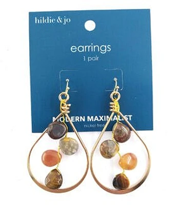 3" Teardrop Stone Hoop Earrings by hildie & jo