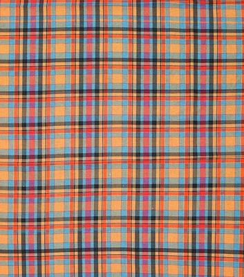 Orange & Teal Plaid Cotton Fabric