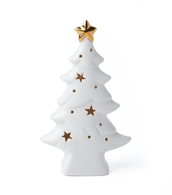 6.5" Christmas Ceramic Gold LED Christmas Tree by Place & Time