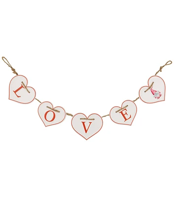 Northlight 32" Valentine's Day Red & White Metal Hearts Love Banner