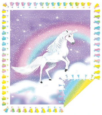 48" Wide Unicorn & Rainbow No Sew Fleece Blanket