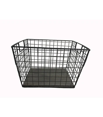 12" x 10" Metal Basket With Wood Bottom