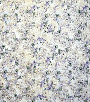 Purple Floral Premium Metallic Cotton Fabric