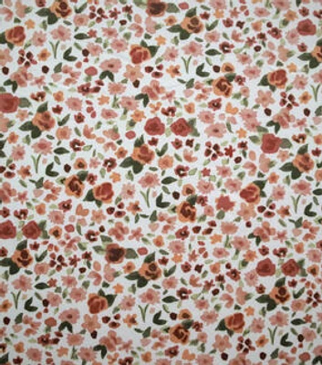 Floral on White Jersey Knit Fabric