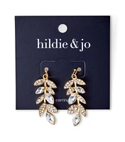 2" Gold Crystal Leaf Drop Earrings by hildie & jo