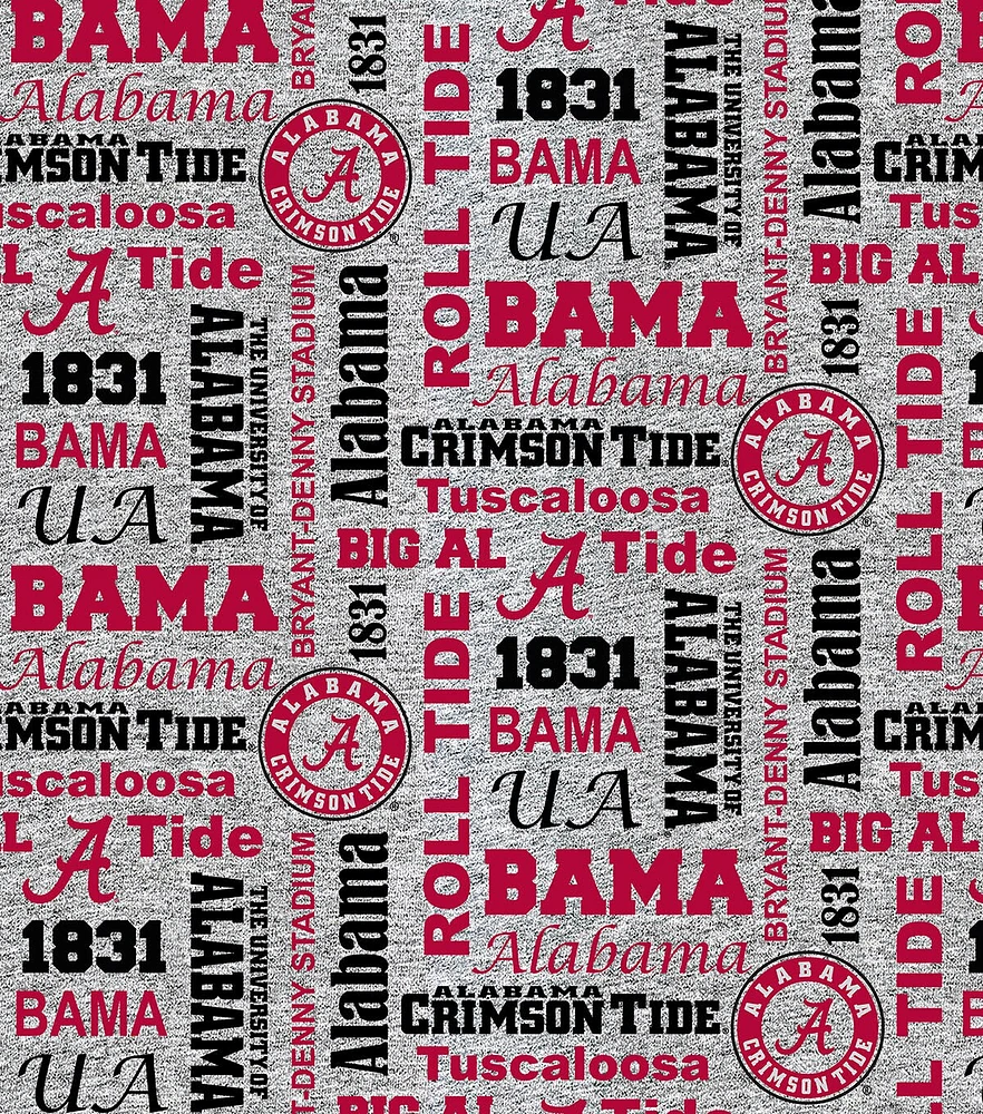 Alabama Crimson Tide Fleece Fabric Verbiage on Heather