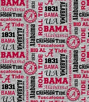 Alabama Crimson Tide Fleece Fabric Verbiage on Heather