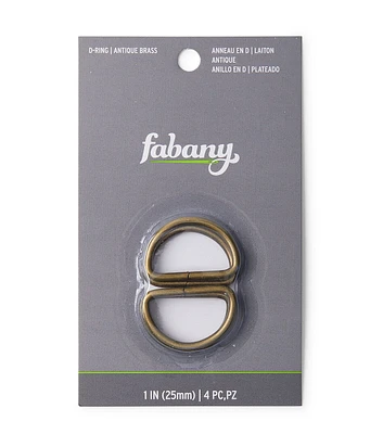 1" Antique Brass D Ring by Fabany