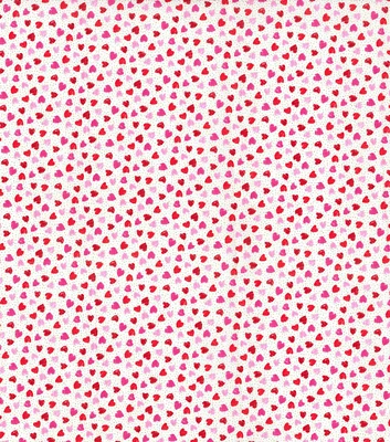 Fabric Traditions Hearts on White Valentine's Day Glitter Cotton Fabric