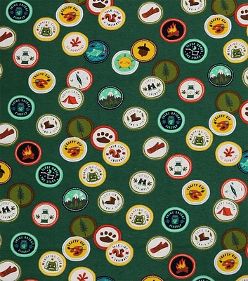 Green Scout Badges Super Snuggle Flannel Fabric by POP!