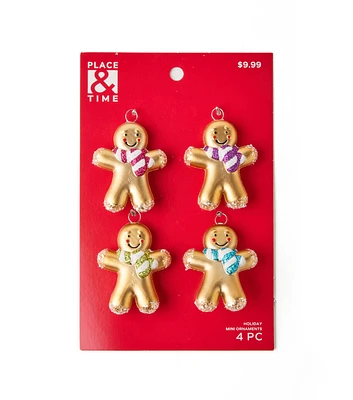 3" Christmas Mini Gingerbread Boys & Girls Ornaments 4pk by Place & Time