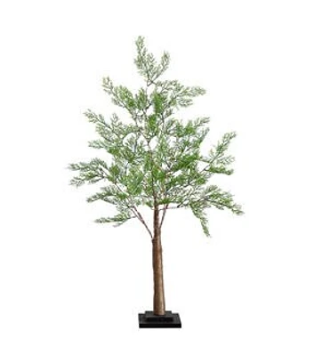 Nearly Natural 3' LED Green Artificial Cypress Tree in Black Planter