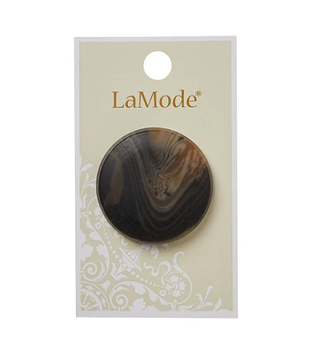 La Mode 1 3/8" Brown Marbled Shank Button