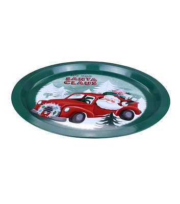 13" Red & Green Santa Claus Truck Cookie Tray by Place & Time