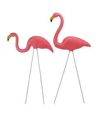 Northlight 33" Summer Pink Tropical Flamingo Outdoor Lawn Stakes 2pk