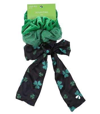 3ct St. Patrick's Day Black Shamrock & Glitter Scrunchies by hildie & jo