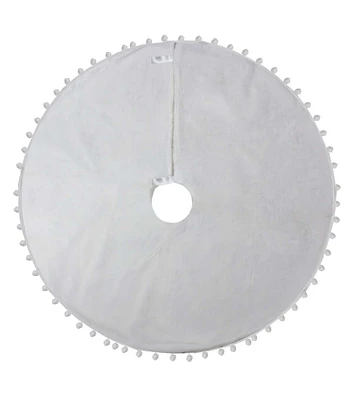 Northlight 48" White Christmas Tree Skirt With Pom Pom Border