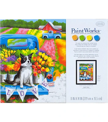 Dimensions 11" x 14" Flower Power & Dog Paint by Numbers Kit