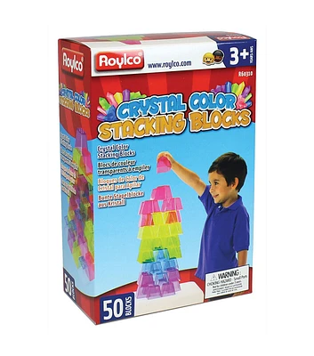 Roylco 50ct Crystal Color Stacking Blocks Set