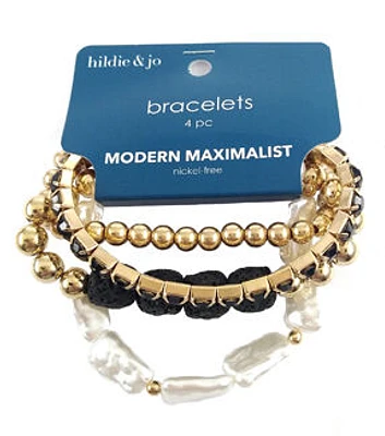 4ct Stone Pearl Gold Bracelets by hildie & jo