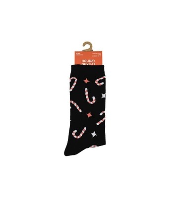 1 Pair Christmas Candy Cane Crew Sock by Happy