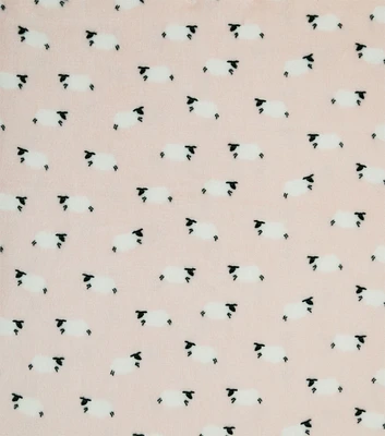 Counting Sheep On Pink Sew Lush Fleece Fabric