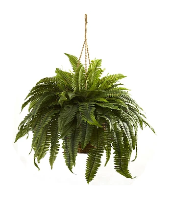 Nearly Natural Double Giant Boston Fern in Hanging Basket