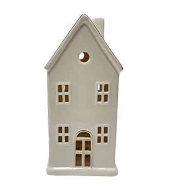 8" Christmas Gold & White Ceramic House by Place & Time