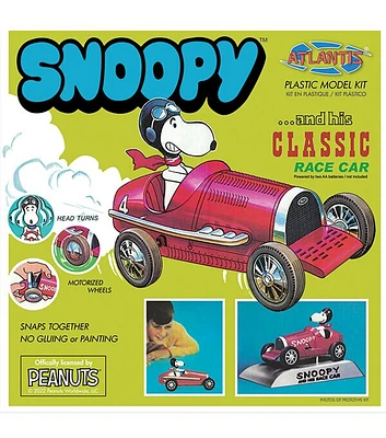 Atlantis Models 33 Part Snoopy & His Classic Race Car Plastic Model Kit