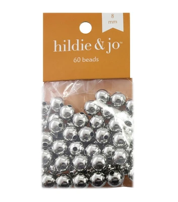 8mm Silver Round Metal Beads 60pc by hildie & jo