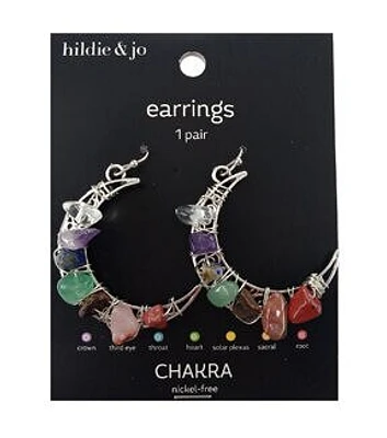 2" Moon With Multi Stones Earrings by hildie & jo