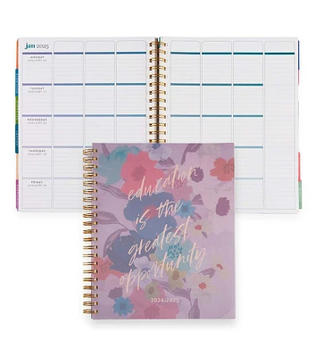 11" x 9" Floral Education Quote Teacher Coiled Dated Lesson Planner