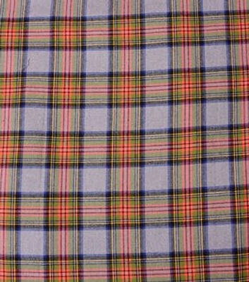 Gray & Orange Madras Plaid Brushed Cotton Shirting Fabric