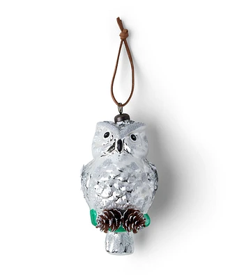 5.5" Christmas Silver Owl Glass Ornament by Place & Time