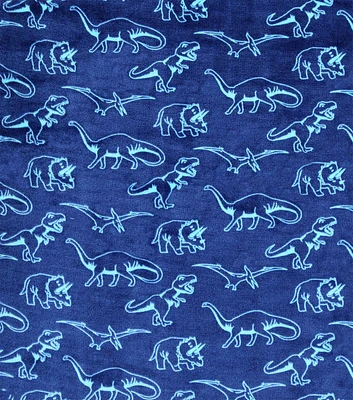 Blue Dinosaurs Sew Lush Fleece Fabric