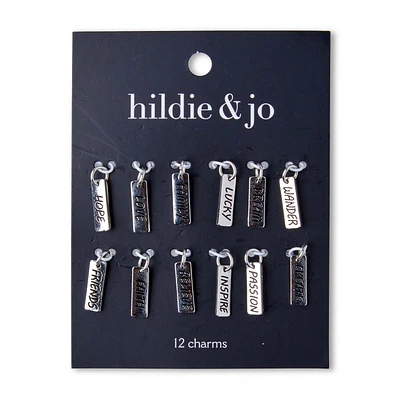 12ct Inspirational Messages Metal Tag Charms by hildie & jo