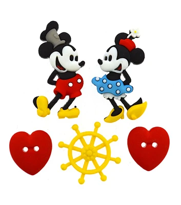 Dress It Up 5ct Disney Steamboat Willie & Mickey Mouse Novelty Buttons