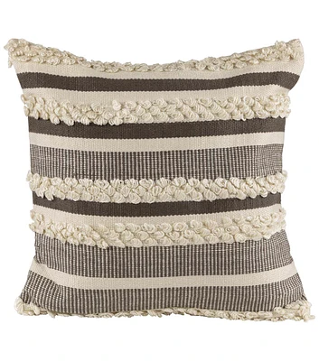 Northlight 20" Summer Gray & Cream Handloom Woven Indoor Pillow