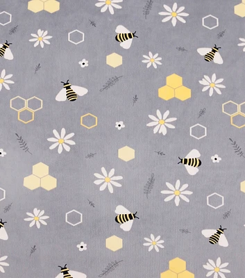 Geometric Bees Nursery Soft & Minky Fabric by Lil' POP!