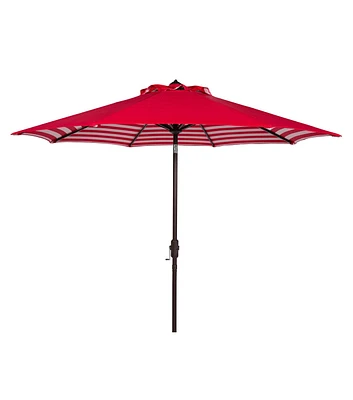 Safavieh 9' Red Athens Striped Auto Tilt Patio Umbrella