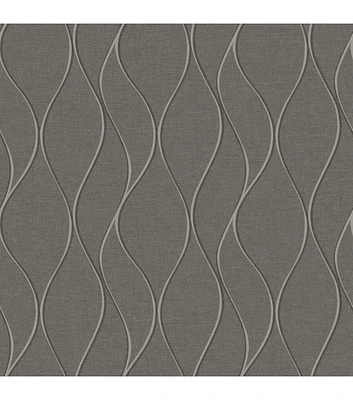 RoomMates Wallpaper Grey Wave Ogee