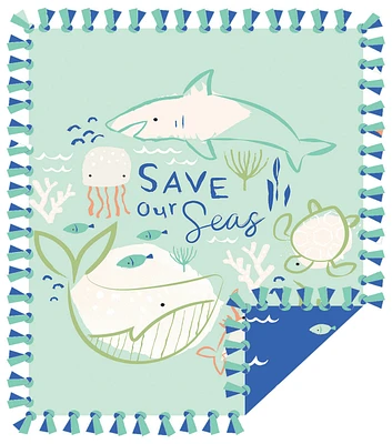 48" Wide Save Our Seas No Sew Fleece Blanket