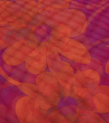 Pink & Orange Floral Mesh Fabric