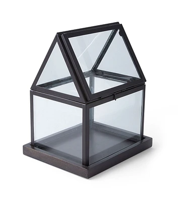 11" Black Metal & Glass Terrarium by Place & Time