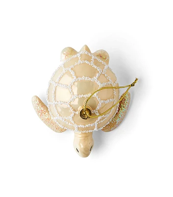 4.5" Christmas Brown Sea Turtle Glass Ornament by Place & Time