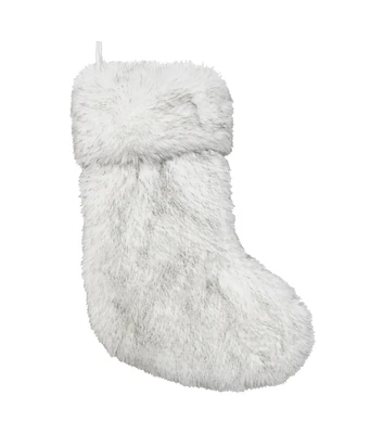 8" x 21" Christmas White Luxury Faux Fur Stocking by Place & Time